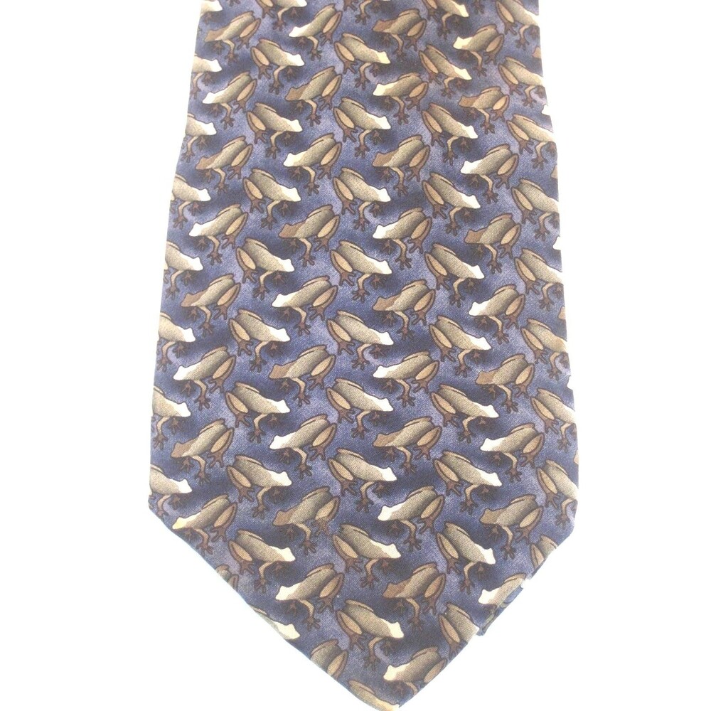 Ties To Nature-Frogs 100% Silk Geometric Design Necktie